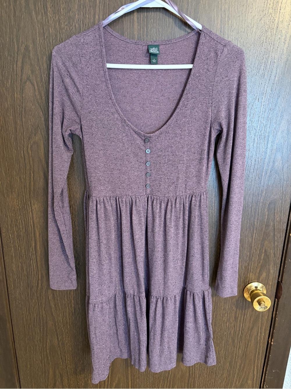 Wild Fable Purple Long Sleeve Babydoll Tiered Dress